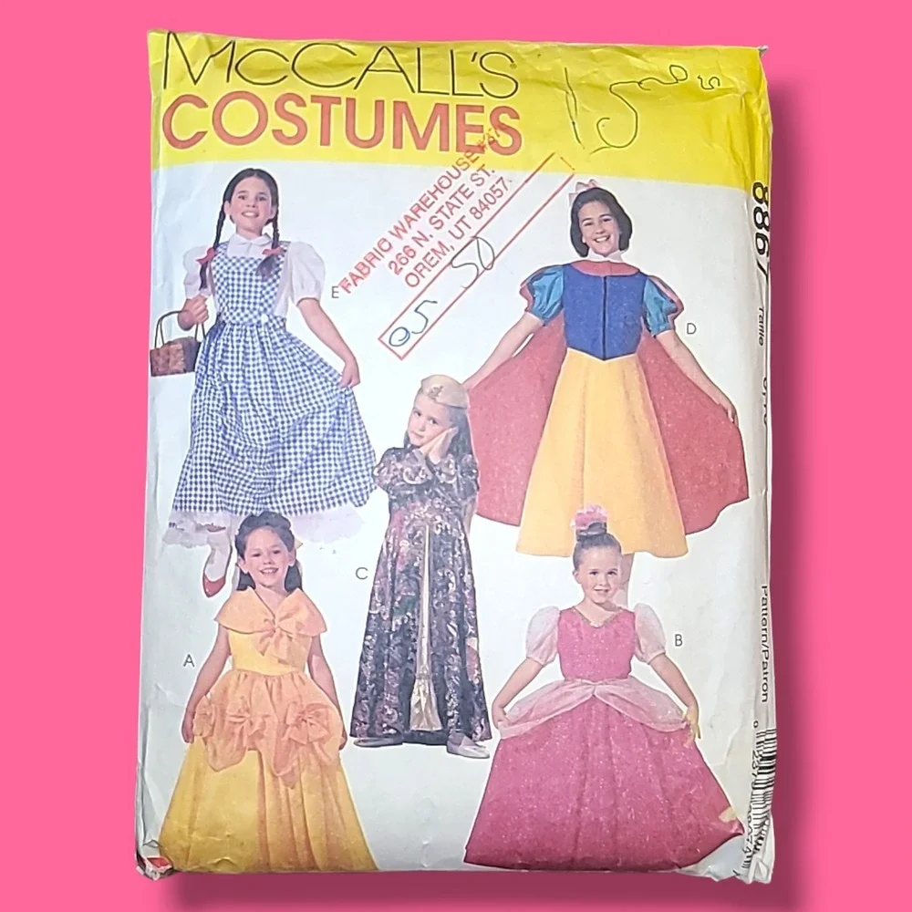 McCall's 8867‎ Halloween 1997 Retired Girls Classic Costume Patterns Sz 8,10 Cut